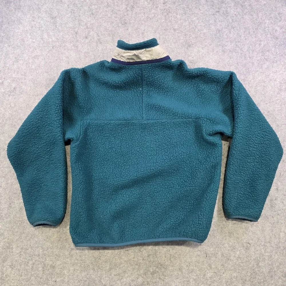 Vintage Patagonia Fleece Jacket Kids 14 Green High Pile‎ Sherpa Full Zip USA 90s